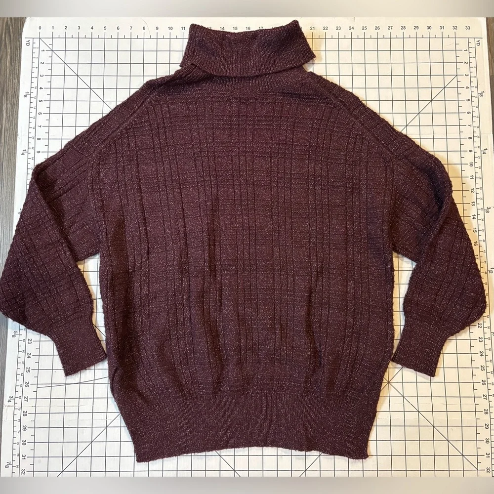 NWOT Lucky Brand Women’s‎ Size Small Maroon Textured Stitch Turtleneck Sweater